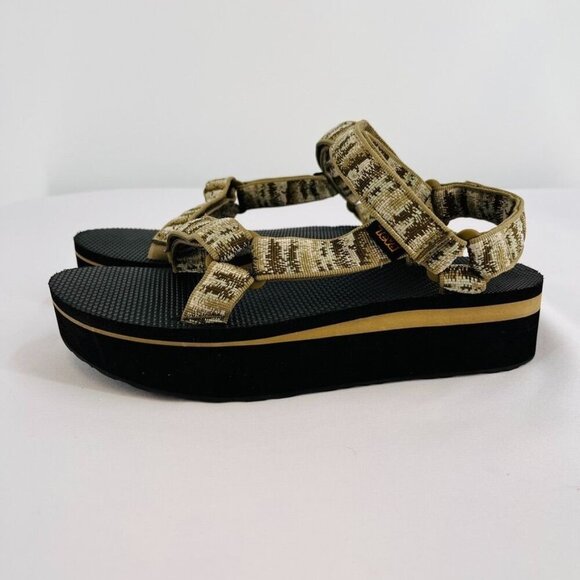 TEVA Universal Sandal In Iridescence Olive Women's Size 10 Flatform Hook & Loop - Picture 1 of 15